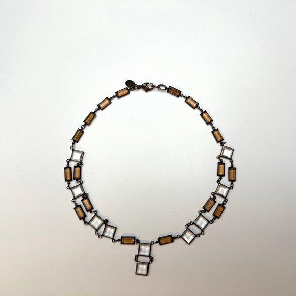 Amber and Crystal-Clear Cut Glass Choker — Art Deco-Style   EUC - Picture 1 of 4